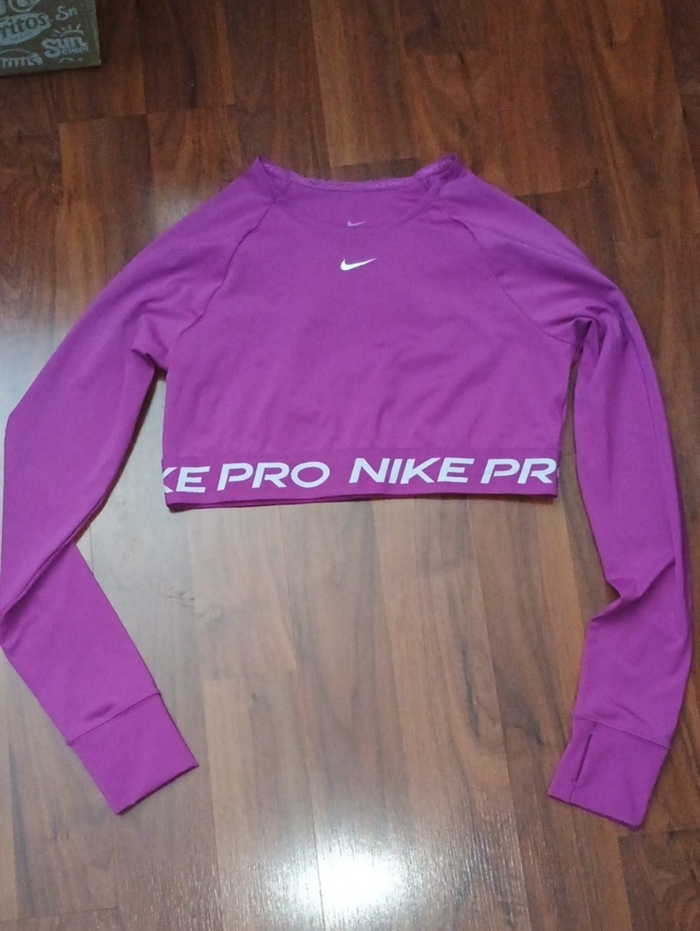 Nike Pro Purple Cropped Long Sleeve Performance Top